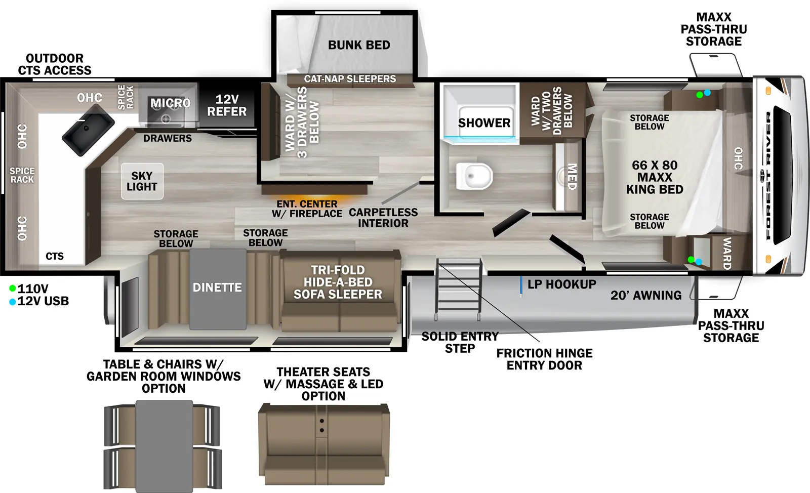 Wildcat Travel Trailers 304MBX Floorplan